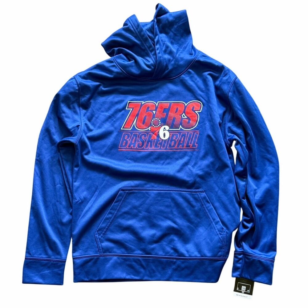 NWT NBA Philadelphia 76ers Youth Boys L 14/16 Blue Hoodie Sweatshirt Top Sixers
